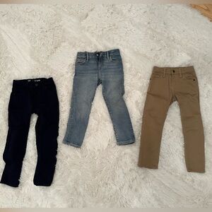 GAP pants boys size 5 bundle 3 pair, worn a couple of times max. Navy, jean, tan